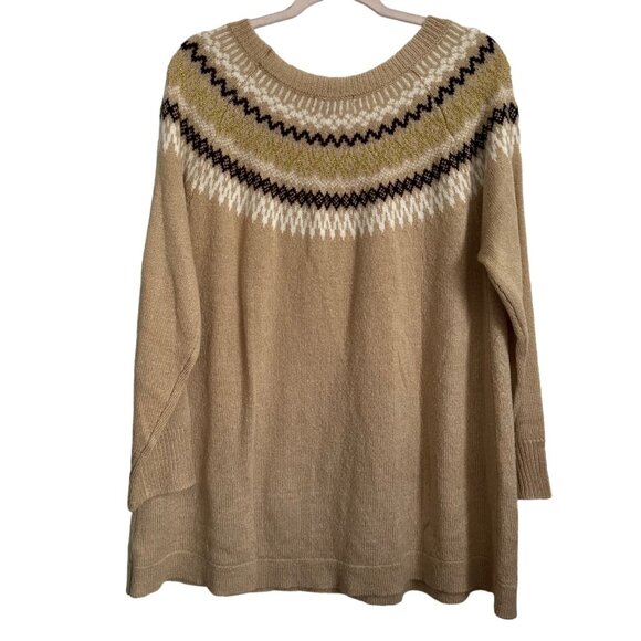 Roamans Womens Fair Isle Sweater Size 14/16WBeige with Geometric Pattern 98% Acr - Picture 10 of 13